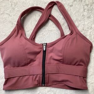 Padded zip up sport bra